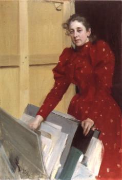 安德斯 左恩 Portrait of Emma Zorn in the Paris studio